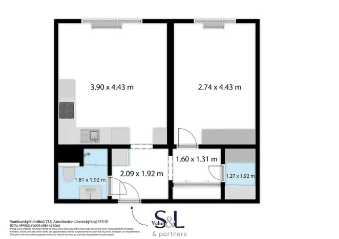Prodej bytu 2+kk, Nový Bor, Rumburských hrdinů, 43 m2