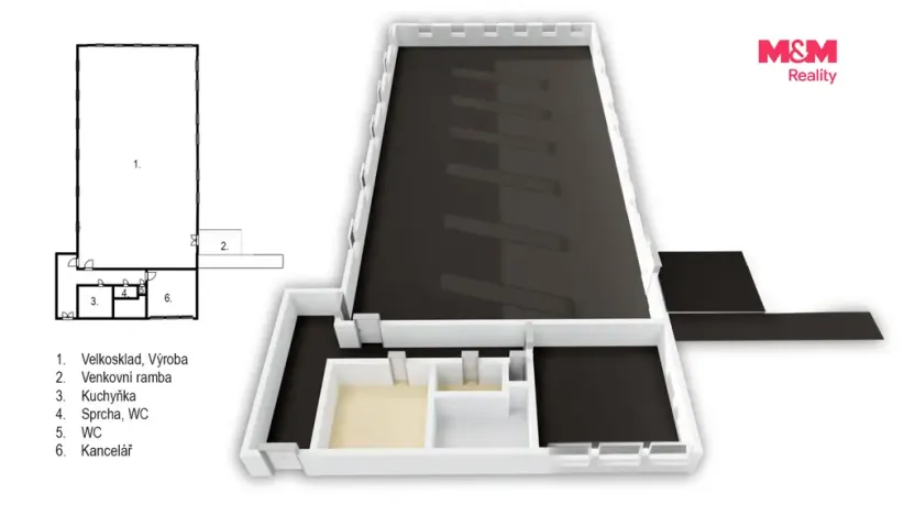 Pronájem skladu, Miličín, 850 m2