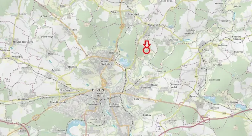 Prodej lesa, Zruč-Senec, 2639 m2