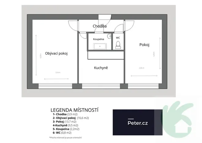 Pronájem bytu 2+1, Mělník, Studentská, 54 m2