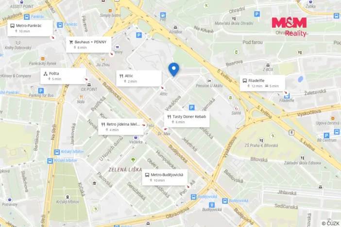 Pronájem bytu 1+kk, Praha - Michle, Hanusova, 38 m2