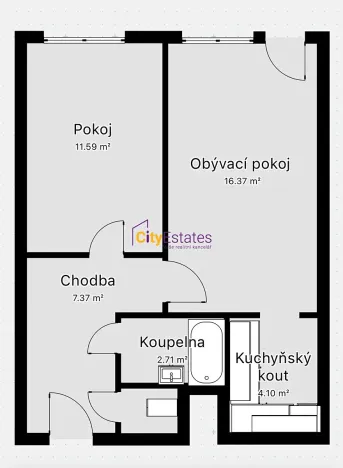 Prodej bytu 2+kk, Praha - Kobylisy, Chabařovická, 45 m2