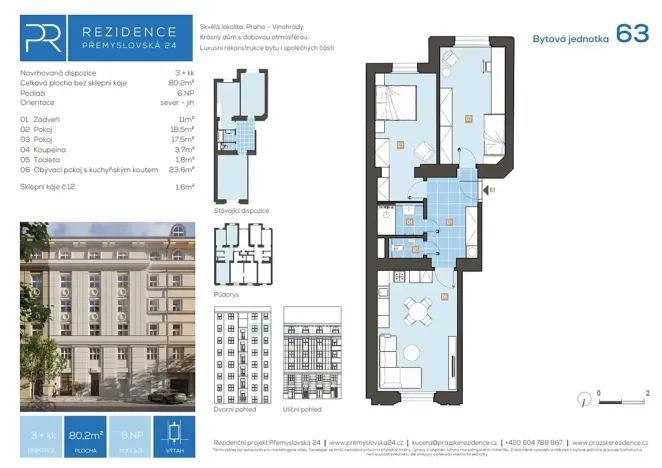 Prodej bytu 3+kk, Praha - Vinohrady, Přemyslovská, 80 m2
