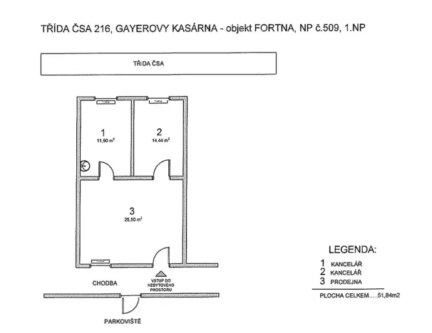 Pronájem obchodního prostoru, Hradec Králové, Československé armády, 52 m2