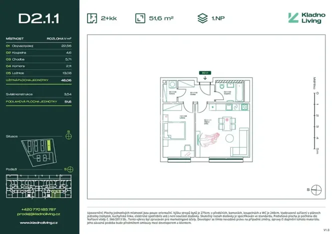 Prodej bytu 2+kk, Kladno, Pražská, 48 m2