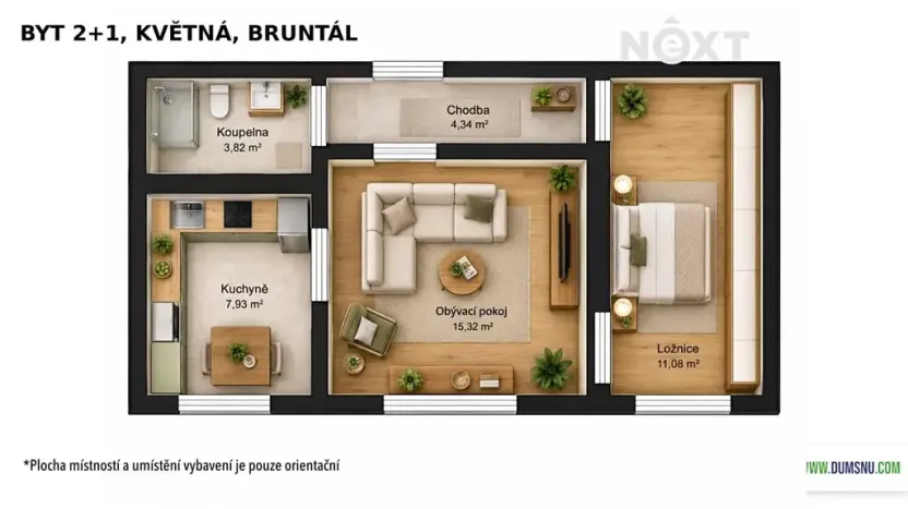 Prodej bytu 2+1, Bruntál, Květná, 44 m2