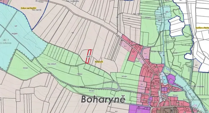 Prodej pole, Boharyně, 2572 m2