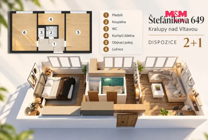 Prodej bytu 2+1, Kralupy nad Vltavou - Lobeček, Štefánikova, 55 m2