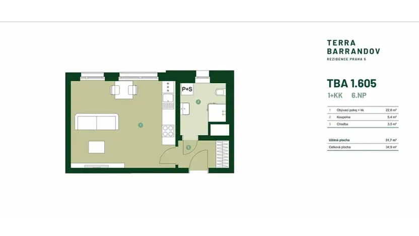 Prodej bytu 1+kk, Praha - Hlubočepy, Silurská, 35 m2