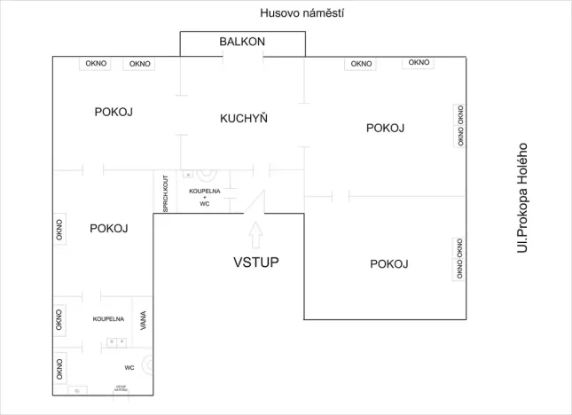 Pronájem bytu 4+1, Děčín, Husovo nám., 156 m2