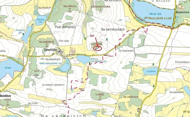 Dražba pozemku, 1221 m², Hradiště