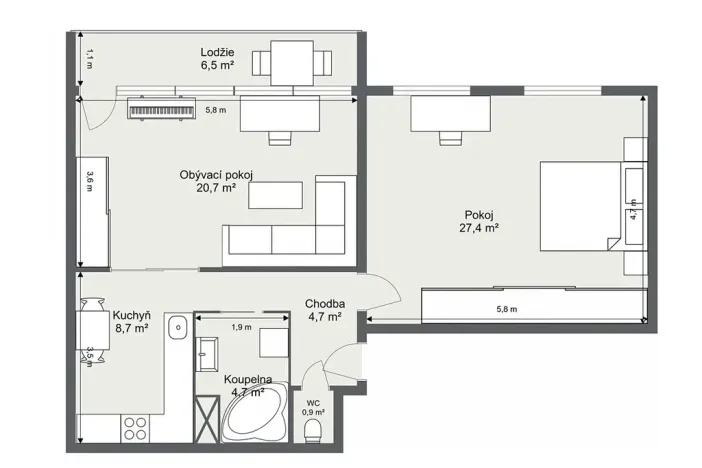 Prodej bytu 2+kk, Praha - Krč, V Štíhlách, 67 m2