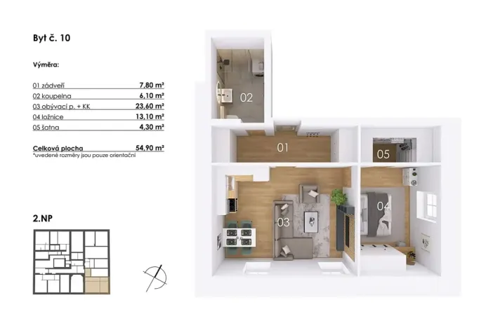 Prodej bytu 2+kk, Postupice, Blanická, 55 m2