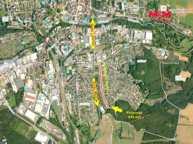 Prodej pozemku pro bydlení, Česká Lípa, Karla Poláčka, 849 m2
