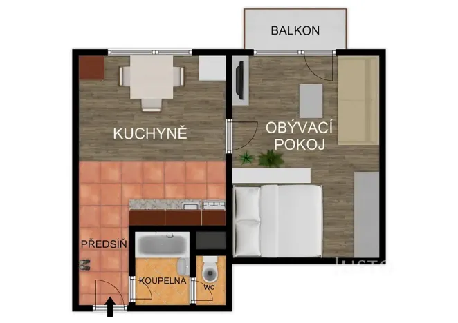 Prodej bytu 1+1, Písek, Harantova, 36 m2