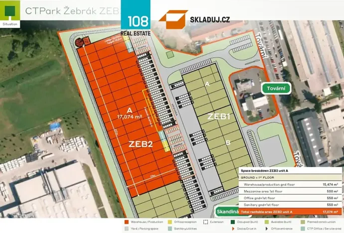 Pronájem skladu, Žebrák, Tovární, 5000 m2