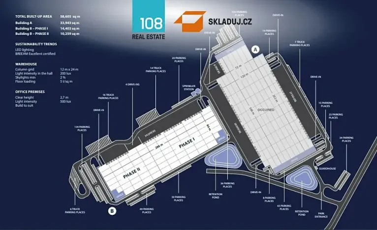 Pronájem skladu, Úherce, 5000 m2