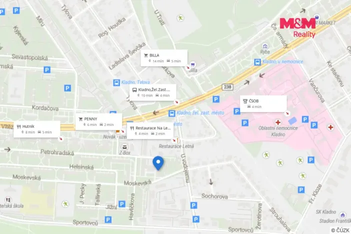 Pronájem bytu 1+kk, Kladno, Moskevská, 34 m2
