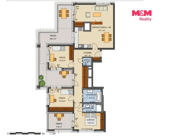 Prodej bytu 4+kk, Praha - Hlubočepy, náměstí Olgy Scheinpflugové, 120 m2