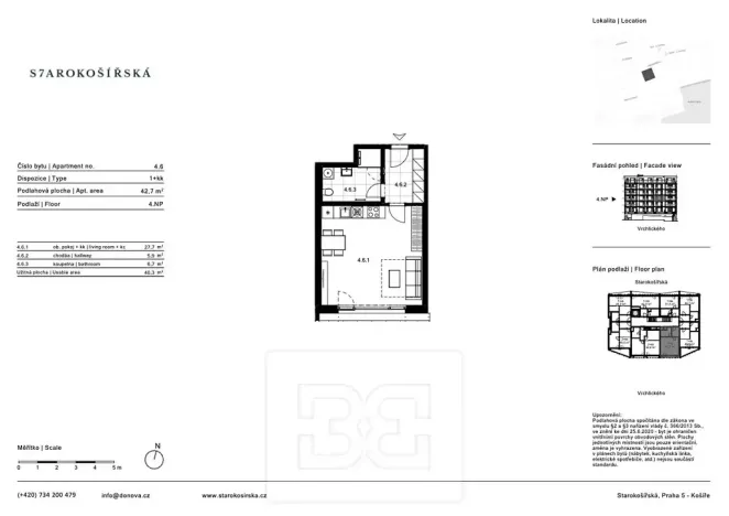 Prodej bytu 1+kk, Praha - Košíře, Starokošířská, 40 m2