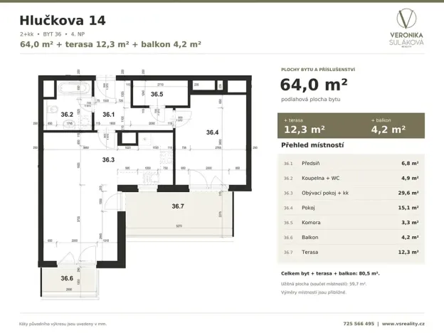 Prodej bytu 2+kk, Praha - Letňany, Hlučkova, 80 m2