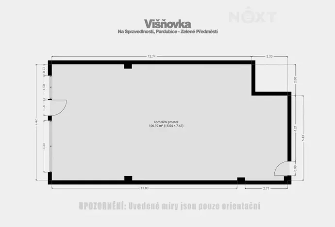 Pronájem obchodního prostoru, Pardubice, Na Spravedlnosti, 110 m2