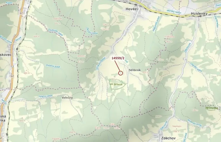 Dražba lesa, Hovězí, 605 m2