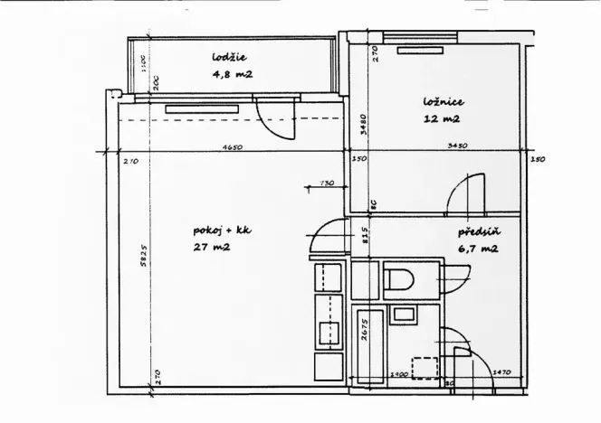 Prodej bytu 2+kk, Brno, Oblá, 50 m2