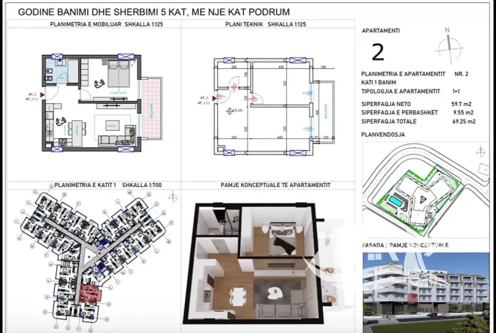 Prodej bytu 2+kk, Qerret, Albánie, 59 m2