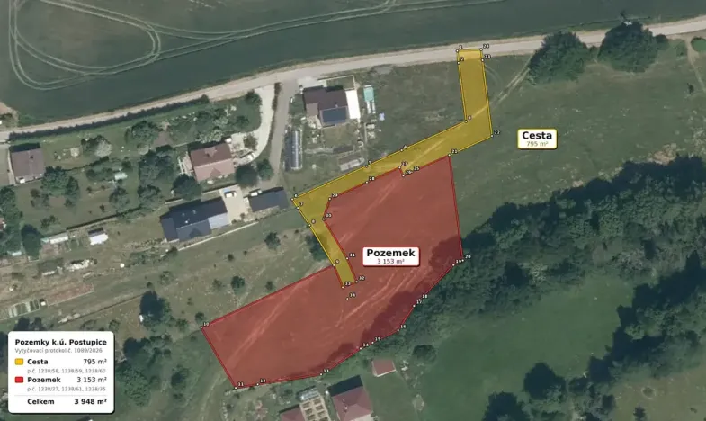 Prodej pozemku pro bydlení, Postupice, 3978 m2