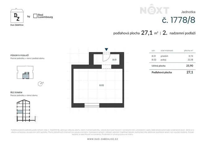 Prodej bytu 1+kk, Praha - Záběhlice, U zákrutu, 27 m2