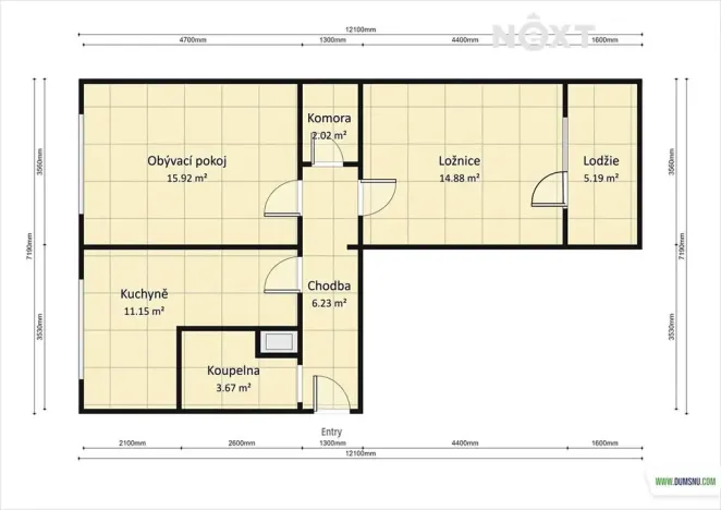 Pronájem bytu 2+1, Šumperk, Čajkovského, 56 m2