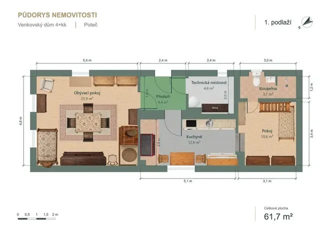 Prodej rodinného domu, Poteč, 78 m2