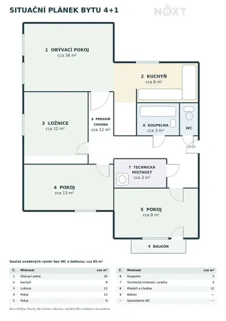 Pronájem bytu 4+1, Tábor, Bukurešťská, 86 m2