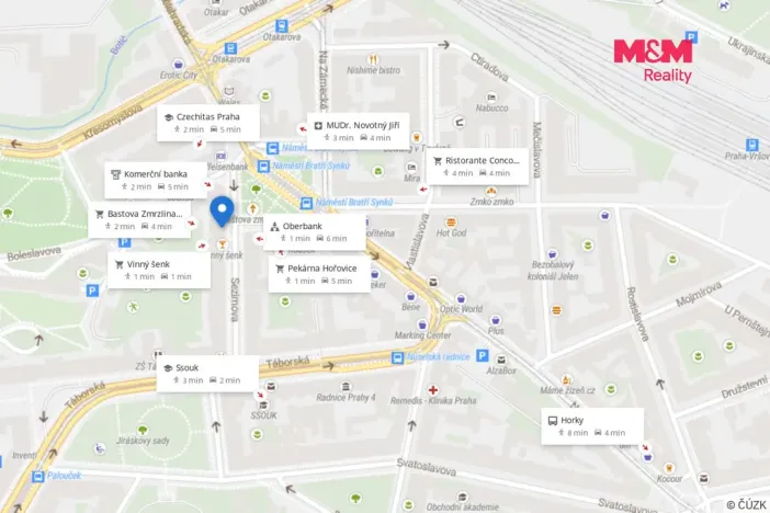 Prodej bytu 1+kk, Praha - Nusle, náměstí Bratří Synků, 23 m2
