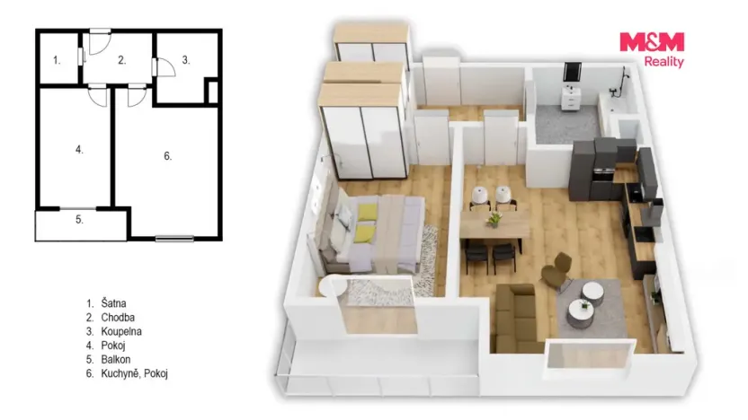 Pronájem bytu 2+kk, Pardubice - Ohrazenice, U Sportovní školy, 54 m2