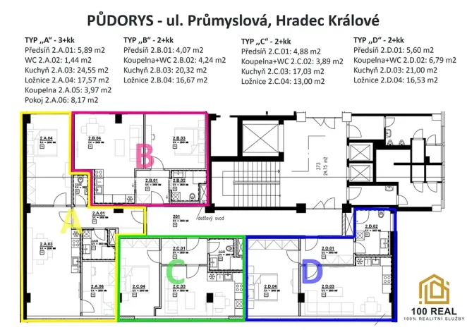 Pronájem bytu 2+kk, Hradec Králové, Průmyslová, 45 m2