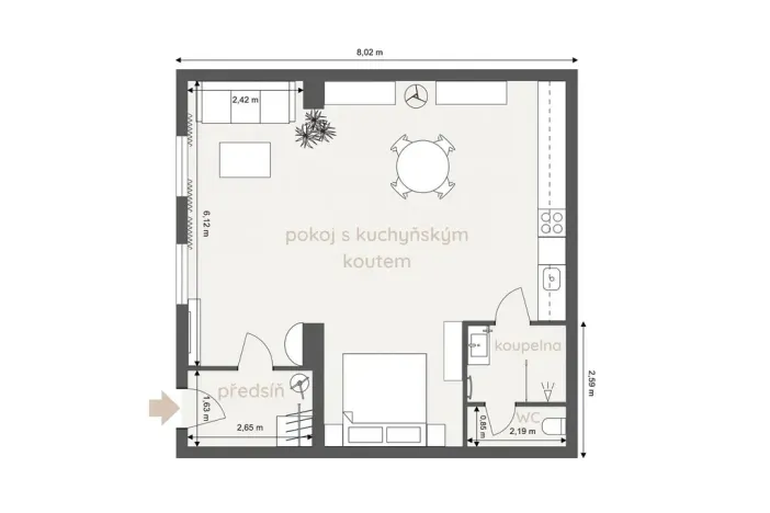 Prodej bytu 1+kk, Pardubice - Zelené Předměstí, Hronovická, 45 m2