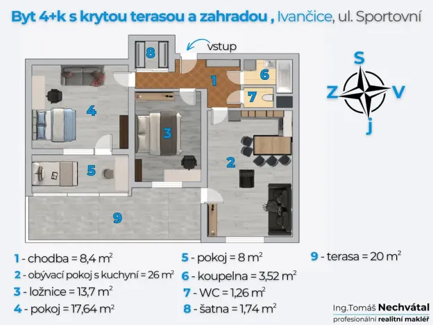 Prodej bytu 4+kk, Ivančice, Sportovní, 80 m2
