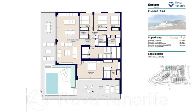 Prodej bytu 5+kk, Adeje, Santa Cruz de Tenerife, Španělsko, 120 m2