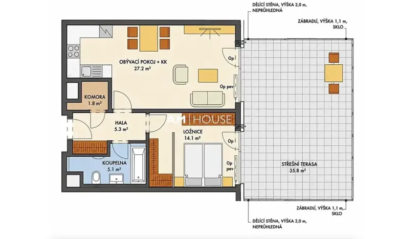 Prodej bytu 2+kk, Praha - Prosek, Prosecká, 54 m2