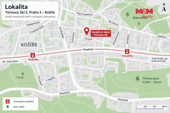 Prodej garážového stání, Praha - Košíře, Tůmova, 11 m2
