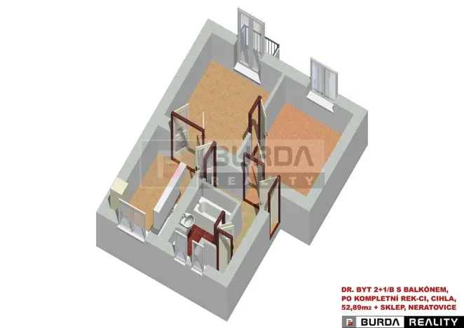 Pronájem bytu 2+1, Neratovice, 54 m2
