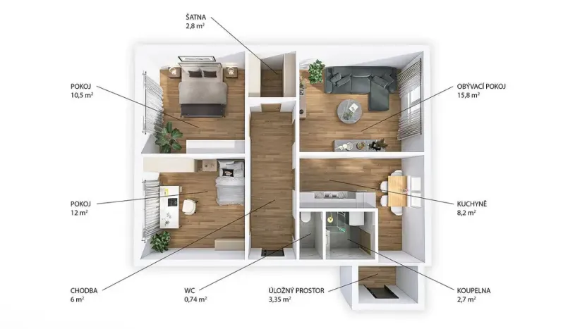 Prodej bytu 3+1, Olomouc - Nová Ulice, Kmochova, 71 m2