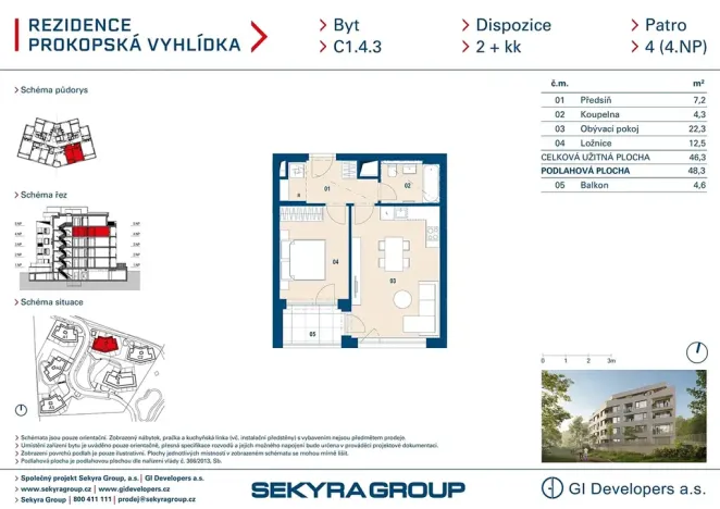 Prodej bytu 2+kk, Praha - Jinonice, Radlická, 47 m2