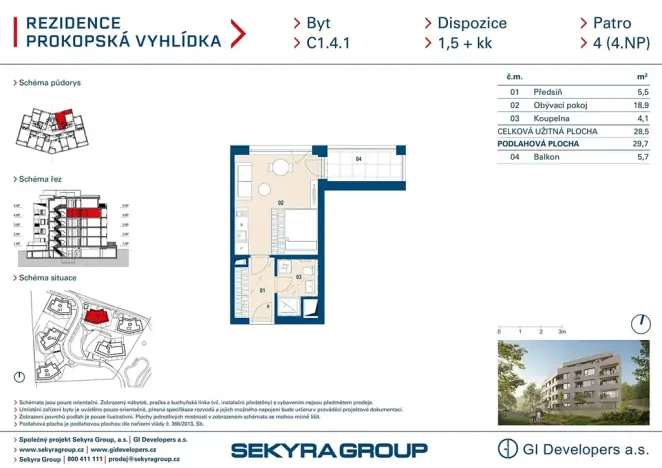 Prodej bytu 1+kk, Praha - Jinonice, Radlická, 29 m2
