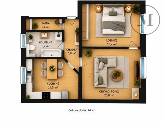 Pronájem bytu 2+1, České Budějovice, Heydukova, 67 m2