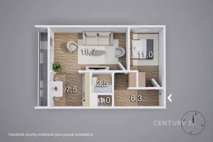 Pronájem bytu 2+kk, Osek, Hrdlovská, 46 m2