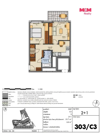 Prodej bytu 2+1, Praha, Svitákova, 56 m2