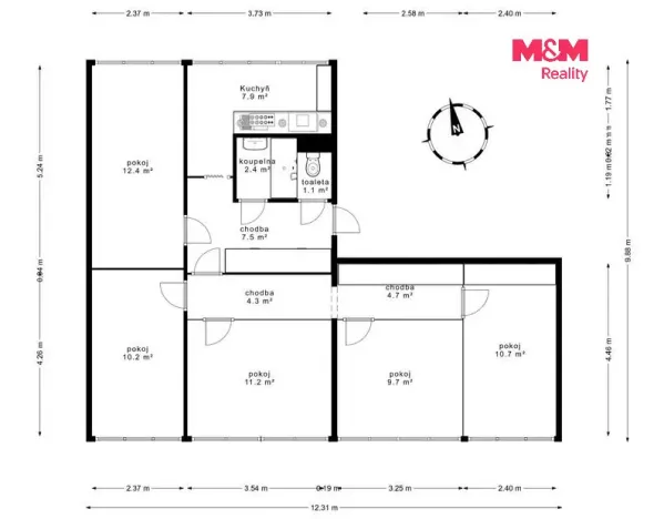 Prodej bytu 4+1, Praha - Karlín, K Olympiku, 82 m2